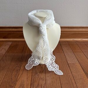 White Eyelet Lace Delciate Scarf